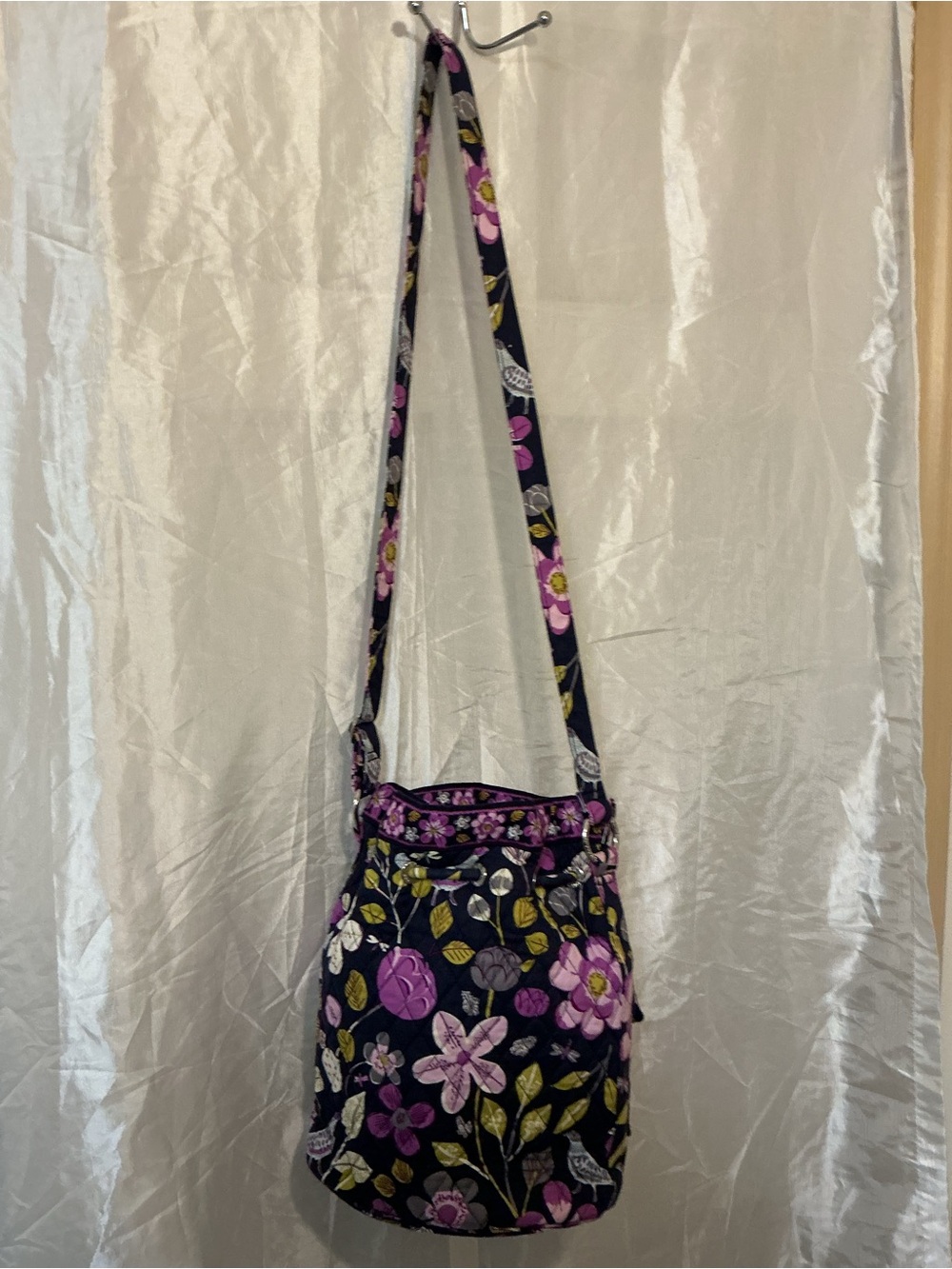 Vera Bradley Navy Floral Crossbody with Pink and Green Accents